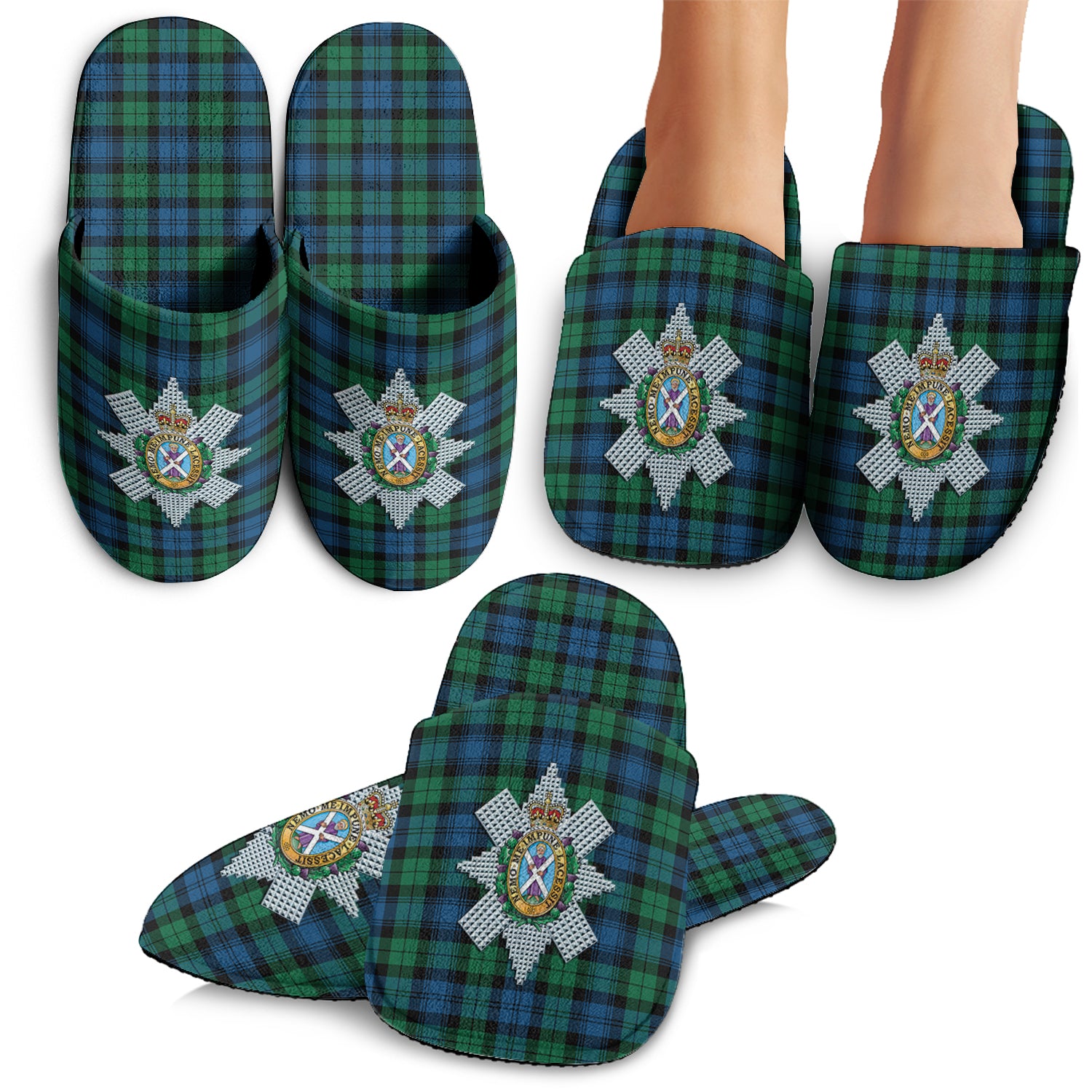 Black Watch Ancient Tartan Home Slippers with Family Crest - Tartanvibesclothing