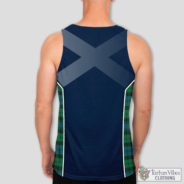 Black Watch Ancient Tartan Men's Tanks Top with Family Crest and Scottish Thistle Vibes Sport Style