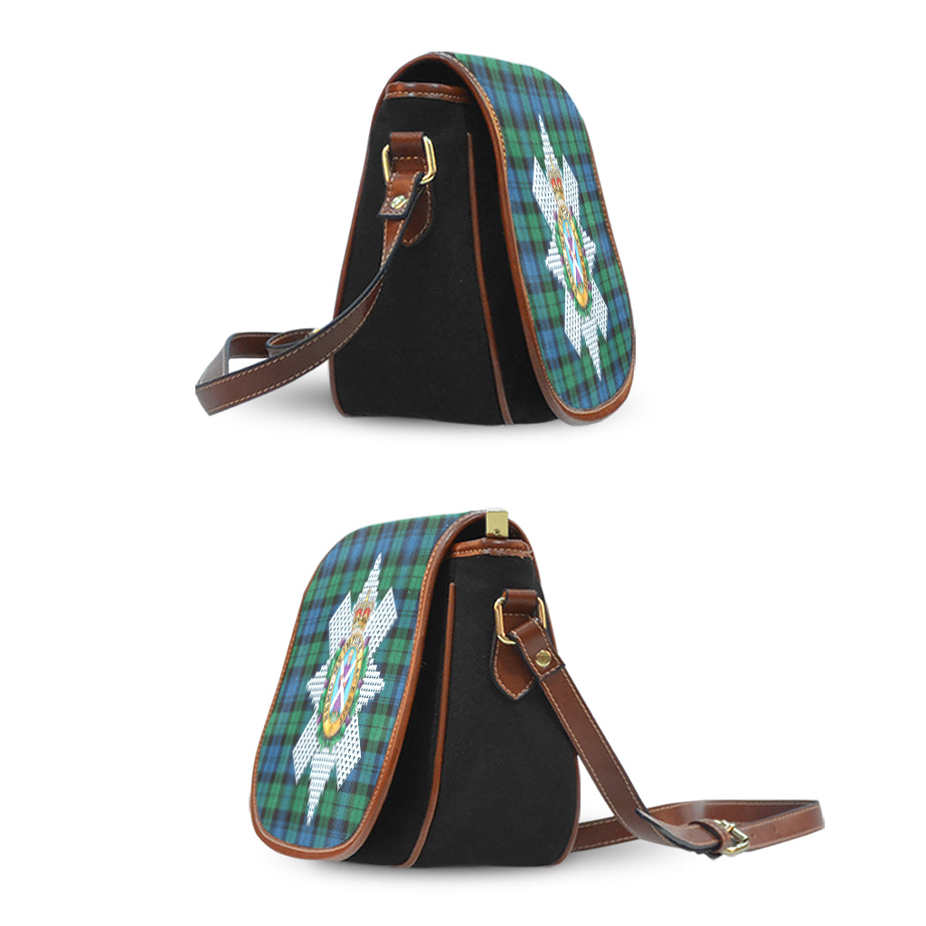 Black Watch Ancient Tartan Saddle Bag with Family Crest - Tartanvibesclothing