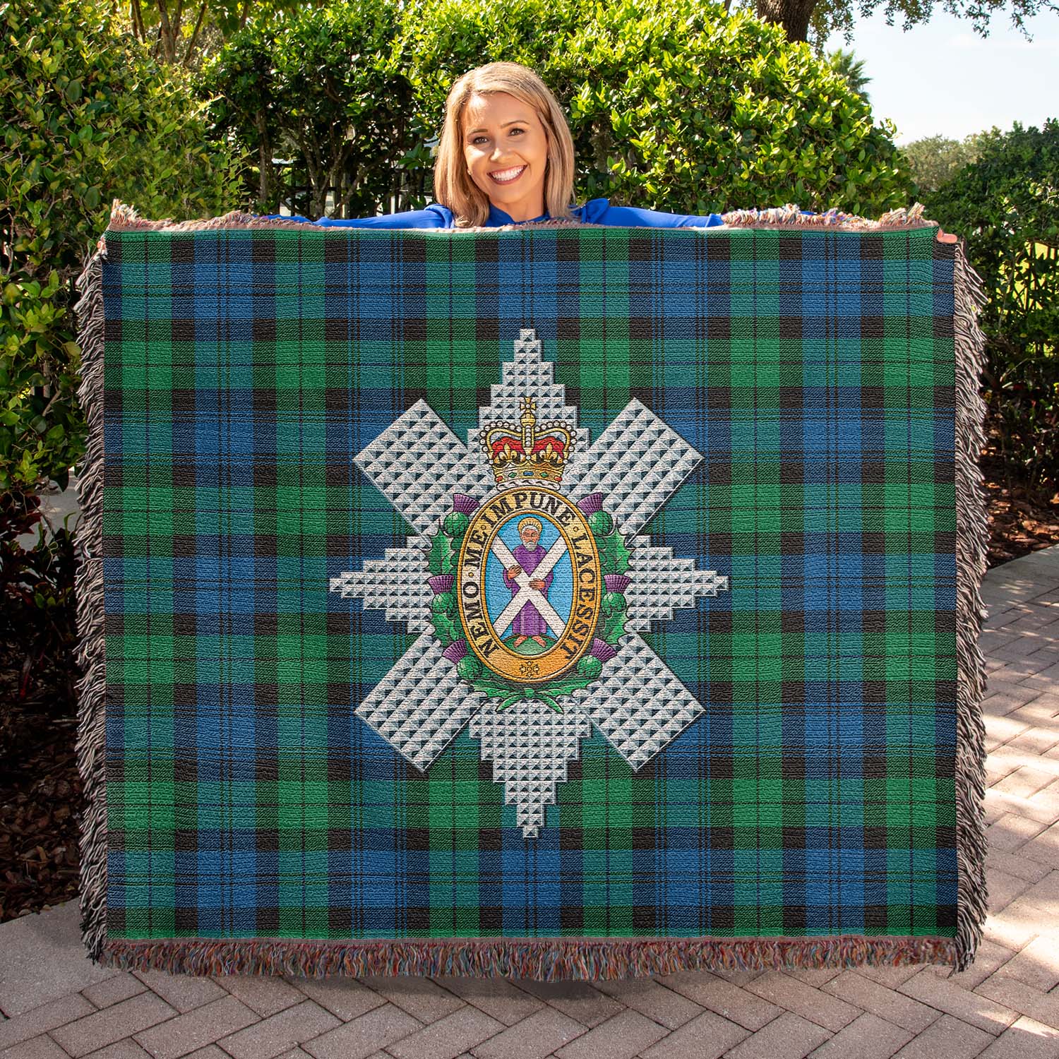 Tartan Vibes Clothing Black Watch Ancient Tartan Woven Blanket with Family Crest