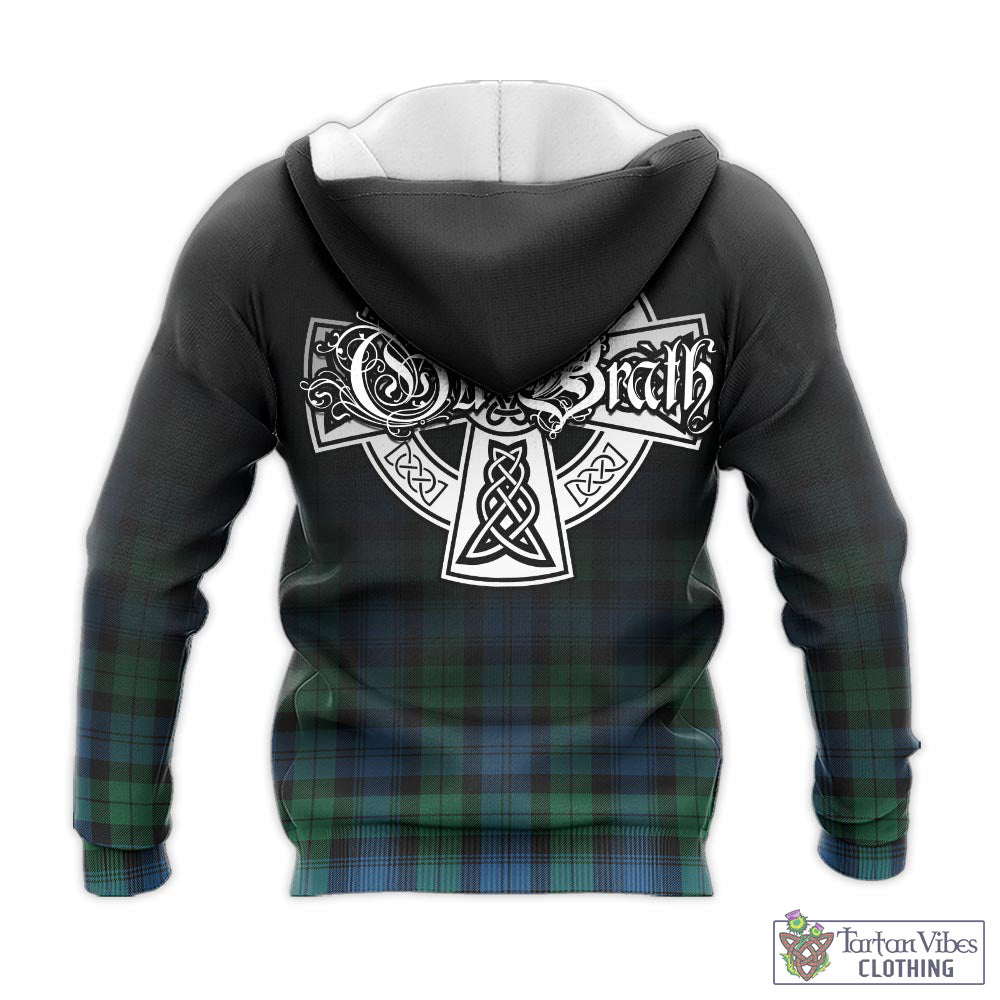 Tartan Vibes Clothing Black Watch Ancient Tartan Knitted Hoodie Featuring Alba Gu Brath Family Crest Celtic Inspired