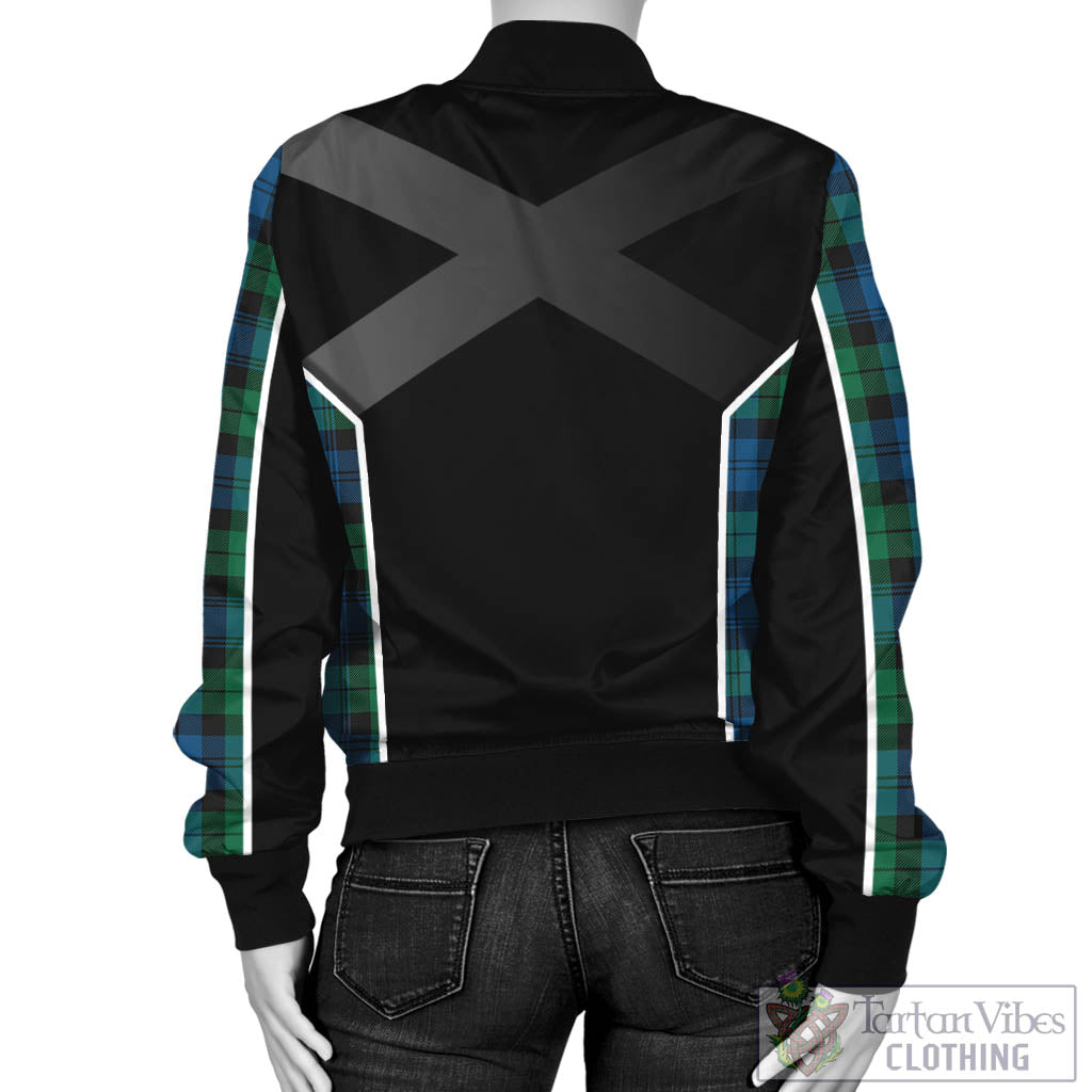 Tartan Vibes Clothing Black Watch Ancient Tartan Bomber Jacket with Family Crest and Scottish Thistle Vibes Sport Style