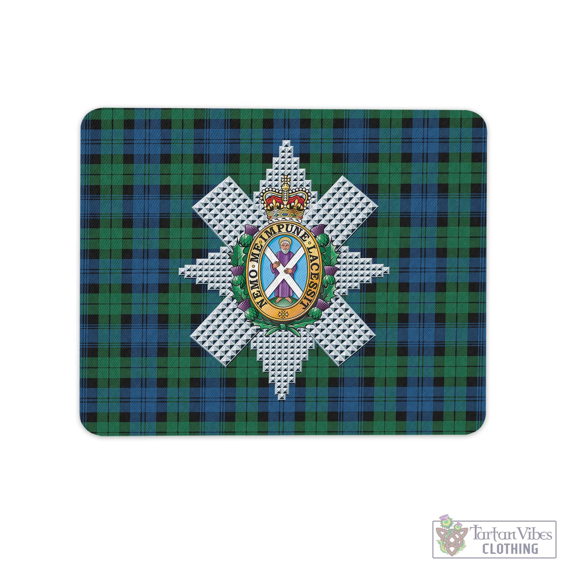 Tartan Vibes Clothing Black Watch Ancient Tartan Mouse Pad with Family Crest