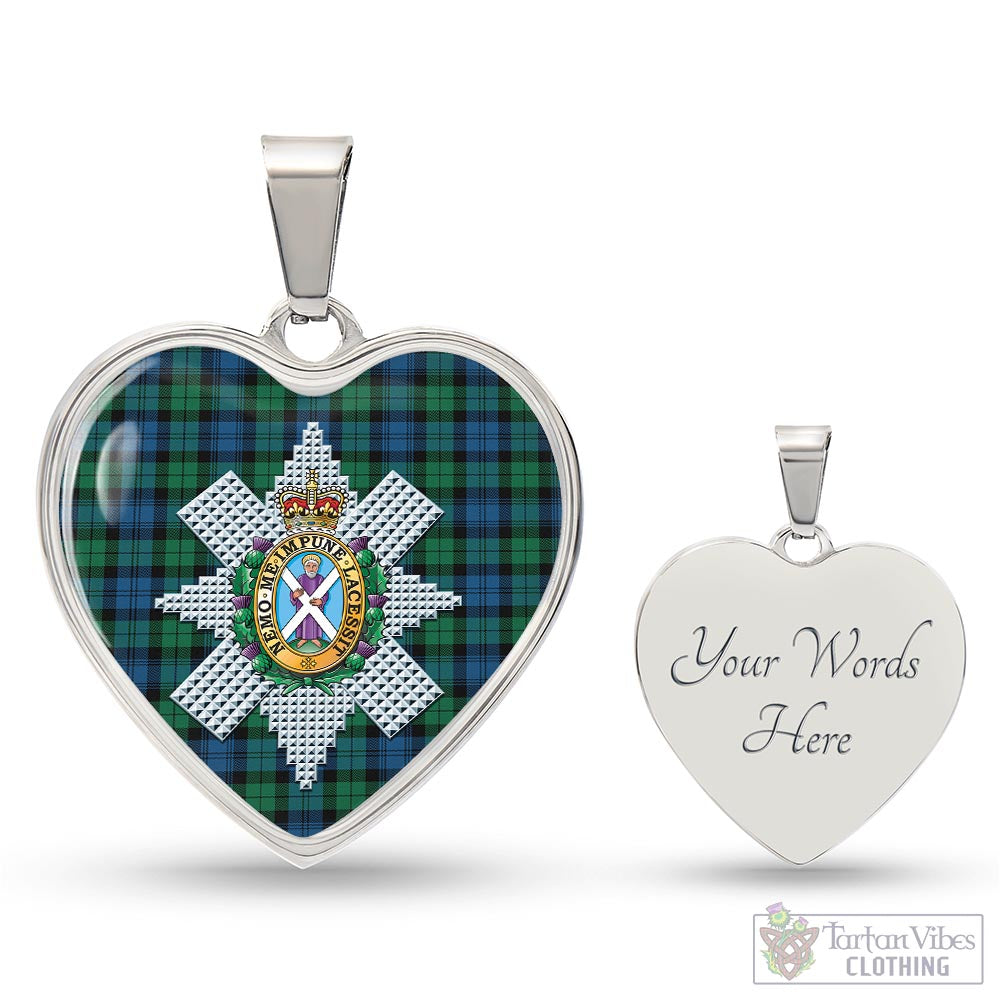 Tartan Vibes Clothing Black Watch Ancient Tartan Heart Necklace with Family Crest