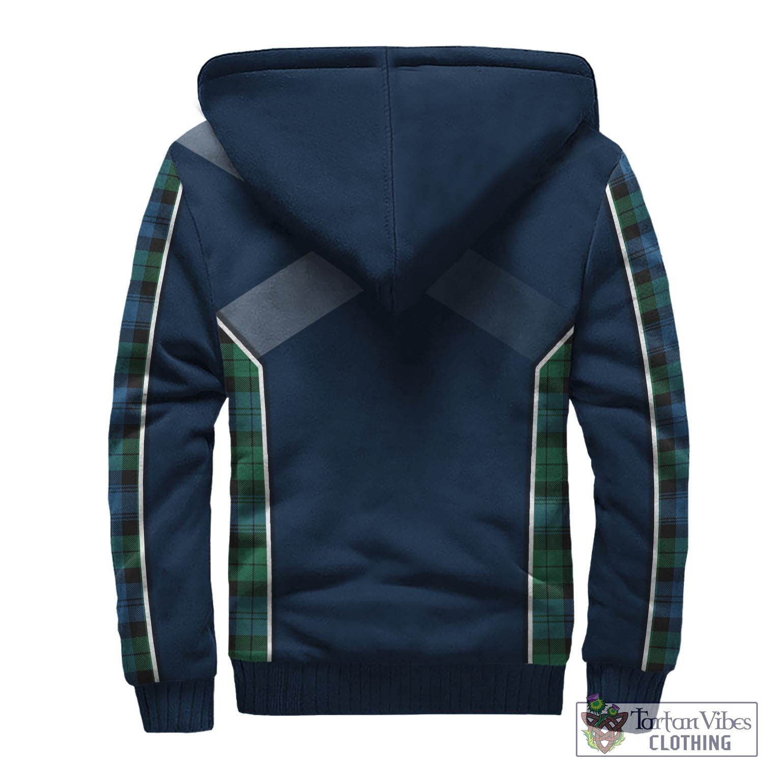 Tartan Vibes Clothing Black Watch Ancient Tartan Sherpa Hoodie with Family Crest and Scottish Thistle Vibes Sport Style