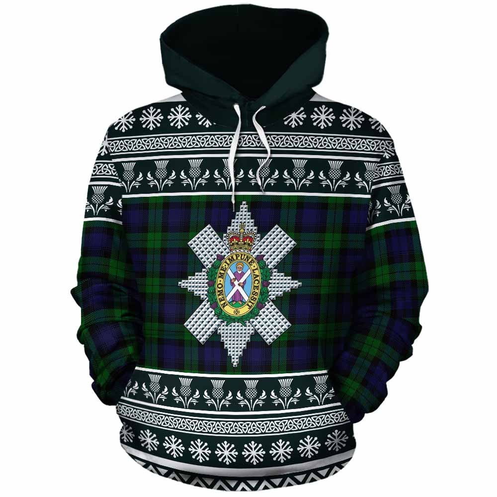 Black Watch Clan Tartan Christmas Cotton Hoodie with Family Crest - Tartan Vibes Clothing