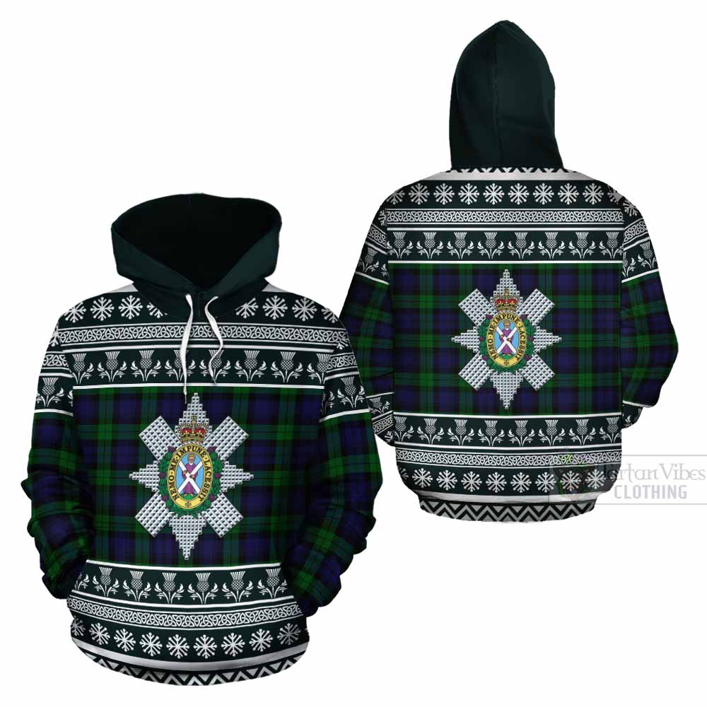 Black Watch Clan Tartan Christmas Cotton Hoodie with Family Crest - Tartan Vibes Clothing