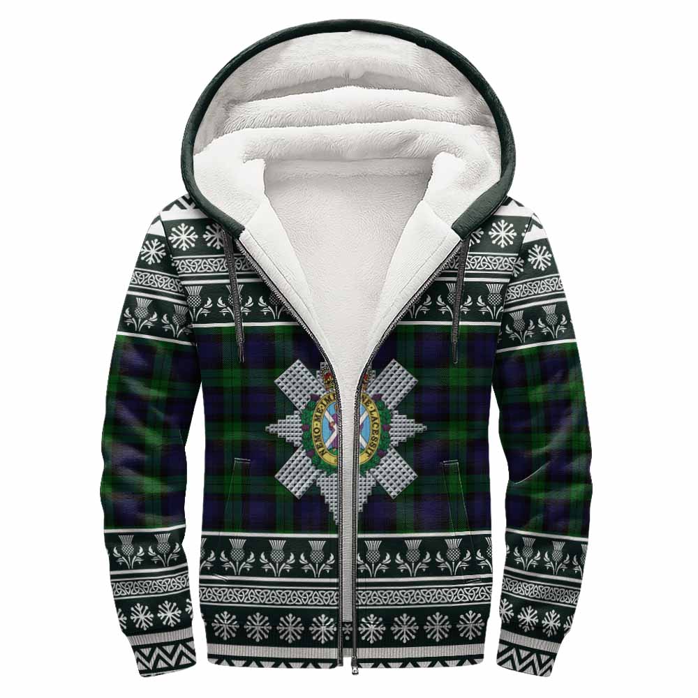 Black Watch Clan Tartan Christmas Fleece Hoodie with Family Crest - Tartan Vibes Clothing