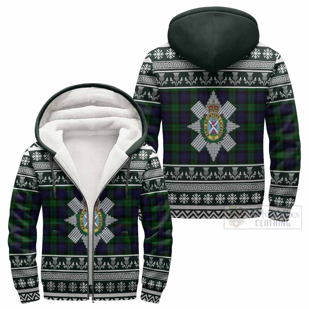 Black Watch Clan Tartan Christmas Fleece Hoodie with Family Crest - Tartan Vibes Clothing