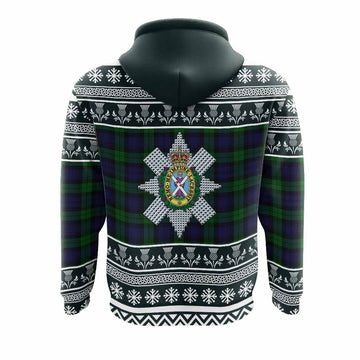 Black Watch Clan Tartan Christmas Hoodie with Family Crest