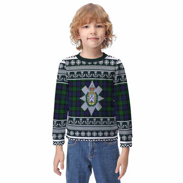 Black Watch Clan Tartan Christmas Kid Ugly Sweatshirt with Family Crest
