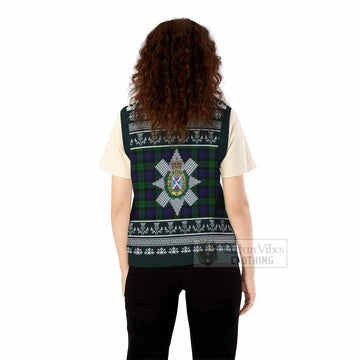 Black Watch Clan Tartan Christmas Knitted V-Neck Vest with Family Crest - Tartan Vibes Clothing