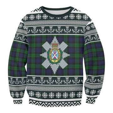Black Watch Clan Tartan Christmas Sweatshirt with Family Crest
