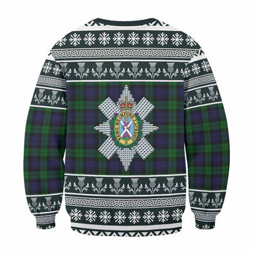 Black Watch Clan Tartan Christmas Sweatshirt with Family Crest