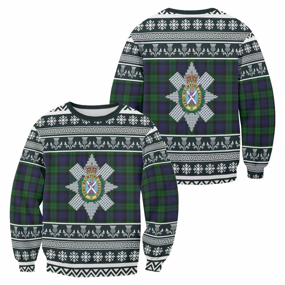 Black Watch Clan Tartan Christmas Sweatshirt with Family Crest - Tartan Vibes Clothing