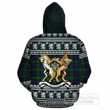 Black Watch Clan Tartan Crest Christmas Cotton Hoodie Coat of Arms Funny Style