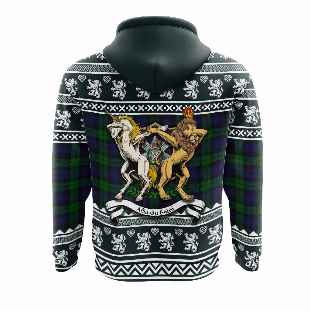 Black Watch Clan Tartan Crest Christmas Hoodie Coat of Arms Funny Style - Tartan Vibes Clothing