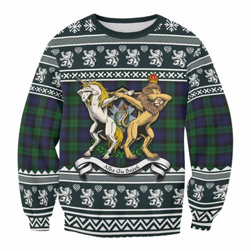 Black Watch Clan Tartan Crest Christmas Sweatshirt Coat of Arms Funny Style