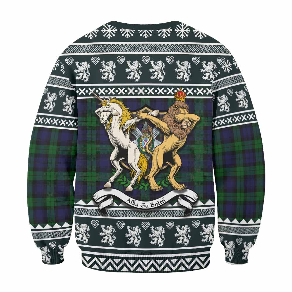 Black Watch Clan Tartan Crest Christmas Sweatshirt Coat of Arms Funny Style - Tartan Vibes Clothing
