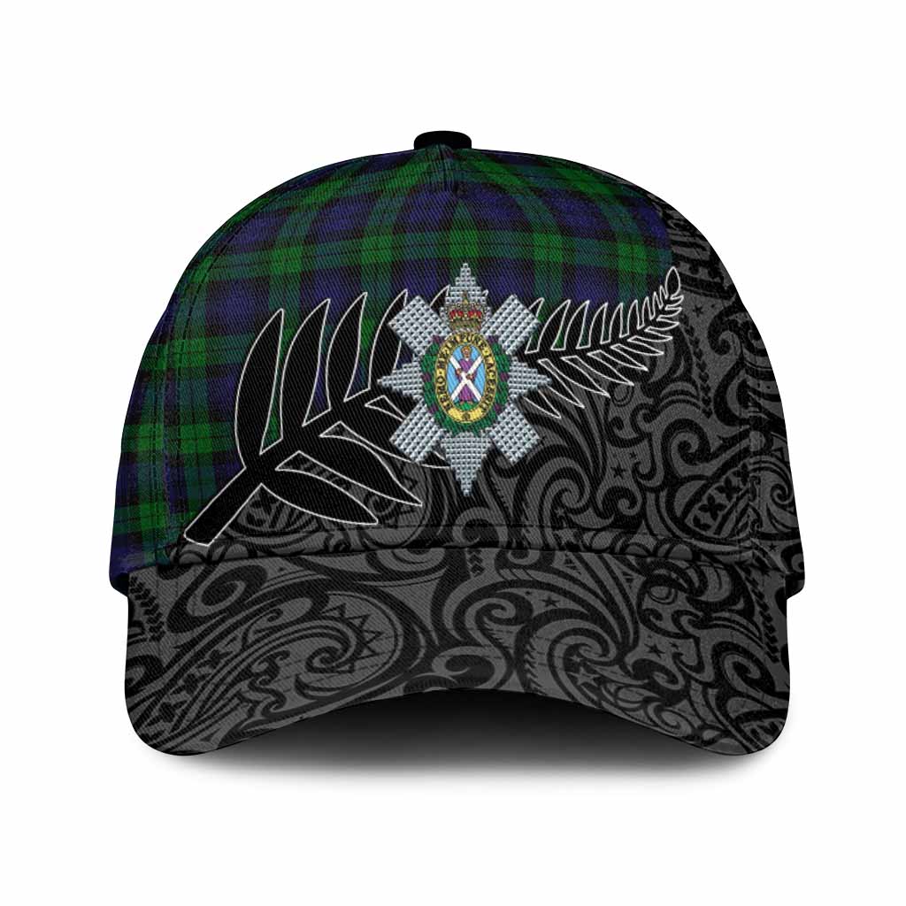 Black Watch Crest Tartan Classic Cap with New Zealand Silver Fern Half Style