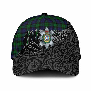 Black Watch Crest Tartan Classic Cap with New Zealand Silver Fern Half Style