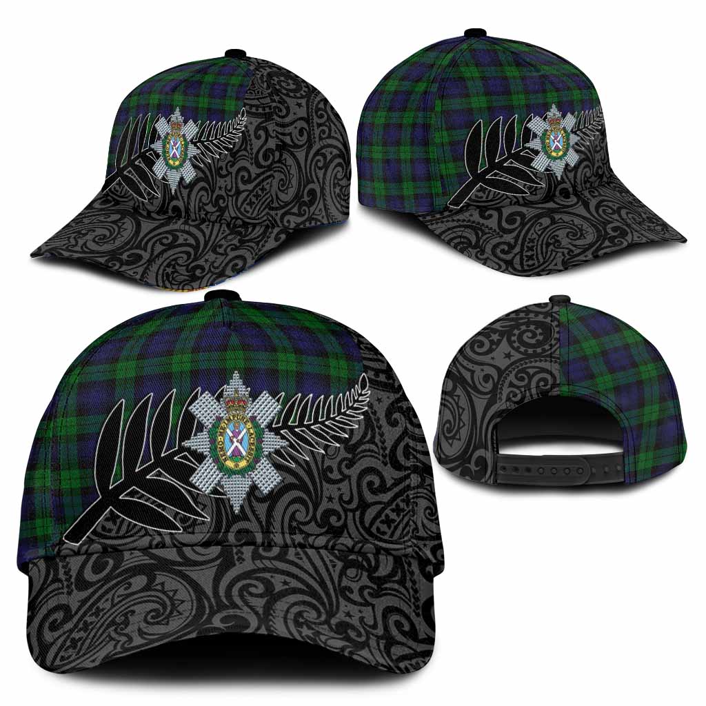 Black Watch Crest Tartan Classic Cap with New Zealand Silver Fern Half Style