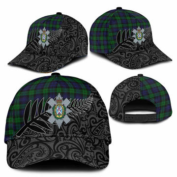Black Watch Crest Tartan Classic Cap with New Zealand Silver Fern Half Style