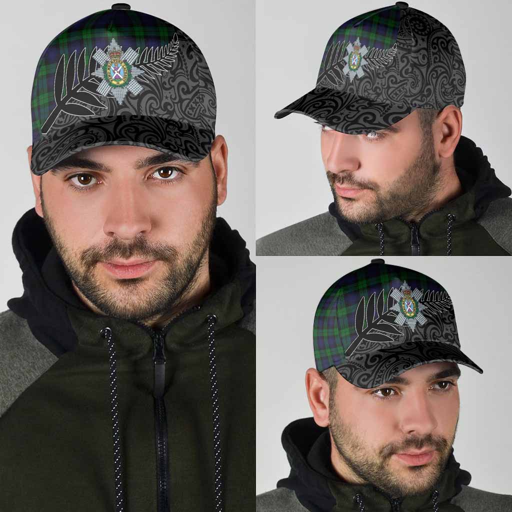 Black Watch Crest Tartan Classic Cap with New Zealand Silver Fern Half Style