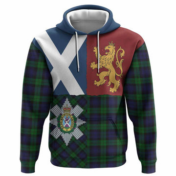 Black Watch Crest Tartan Hoodie with Lion Rampant Saltire Style