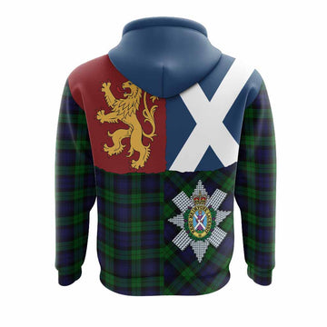Black Watch Crest Tartan Hoodie with Lion Rampant Saltire Style