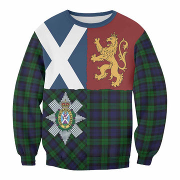 Black Watch Crest Tartan Sweatshirt with Lion Rampant Saltire Style