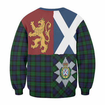 Black Watch Crest Tartan Sweatshirt with Lion Rampant Saltire Style