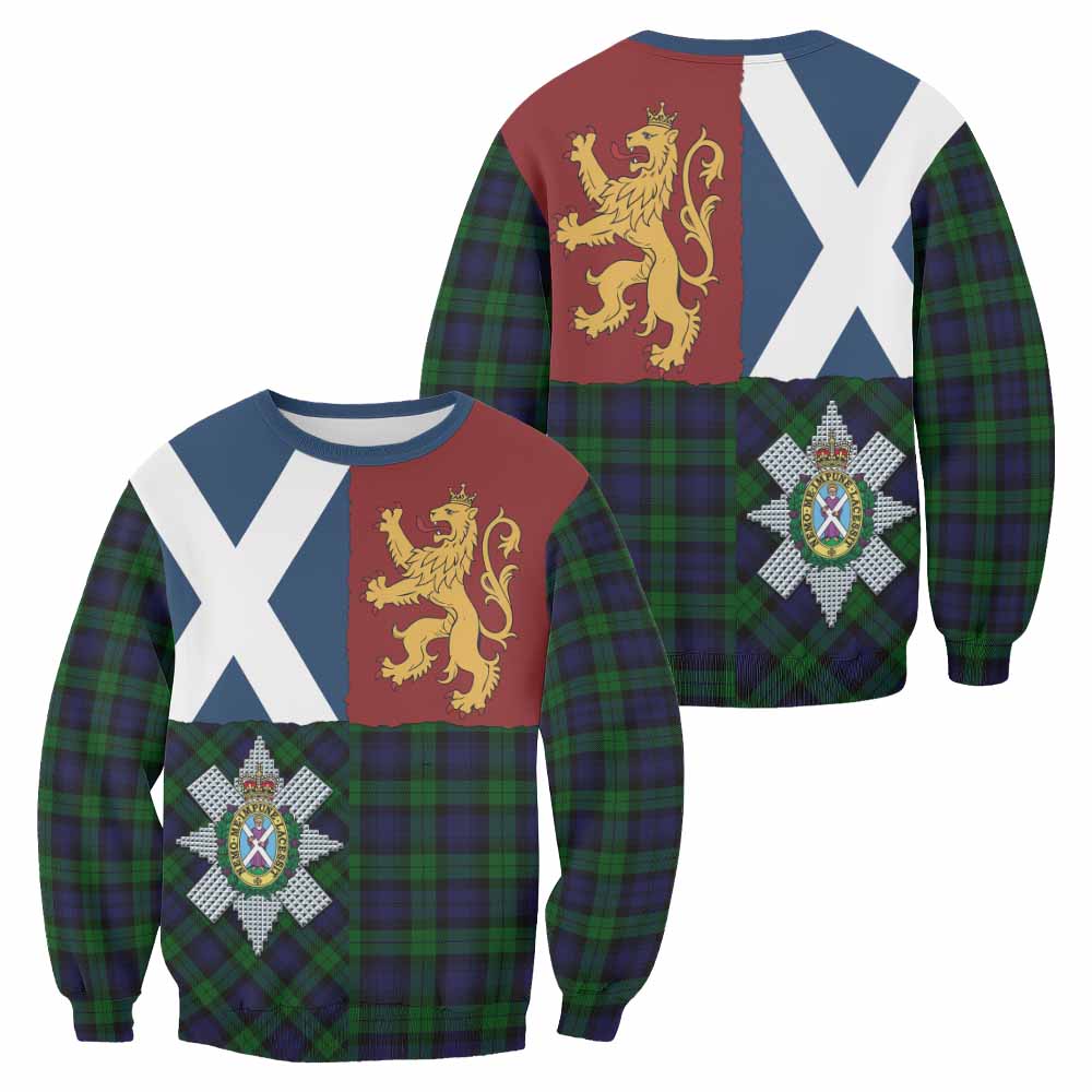 Black Watch Crest Tartan Sweatshirt with Lion Rampant Saltire Style