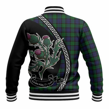 Black Watch Family Crest Tartan Baseball Jacket Alba Thistle Inspired