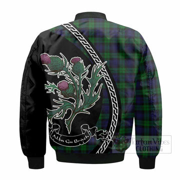 Black Watch Family Crest Tartan Bomber Jacket Alba Thistle Inspired