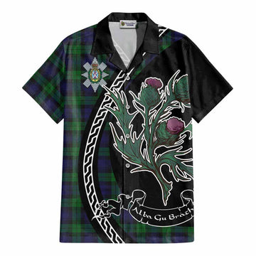 Black Watch Family Crest Tartan Cotton Hawaiian Shirt Alba Thistle Inspired - Tartan Vibes Clothing