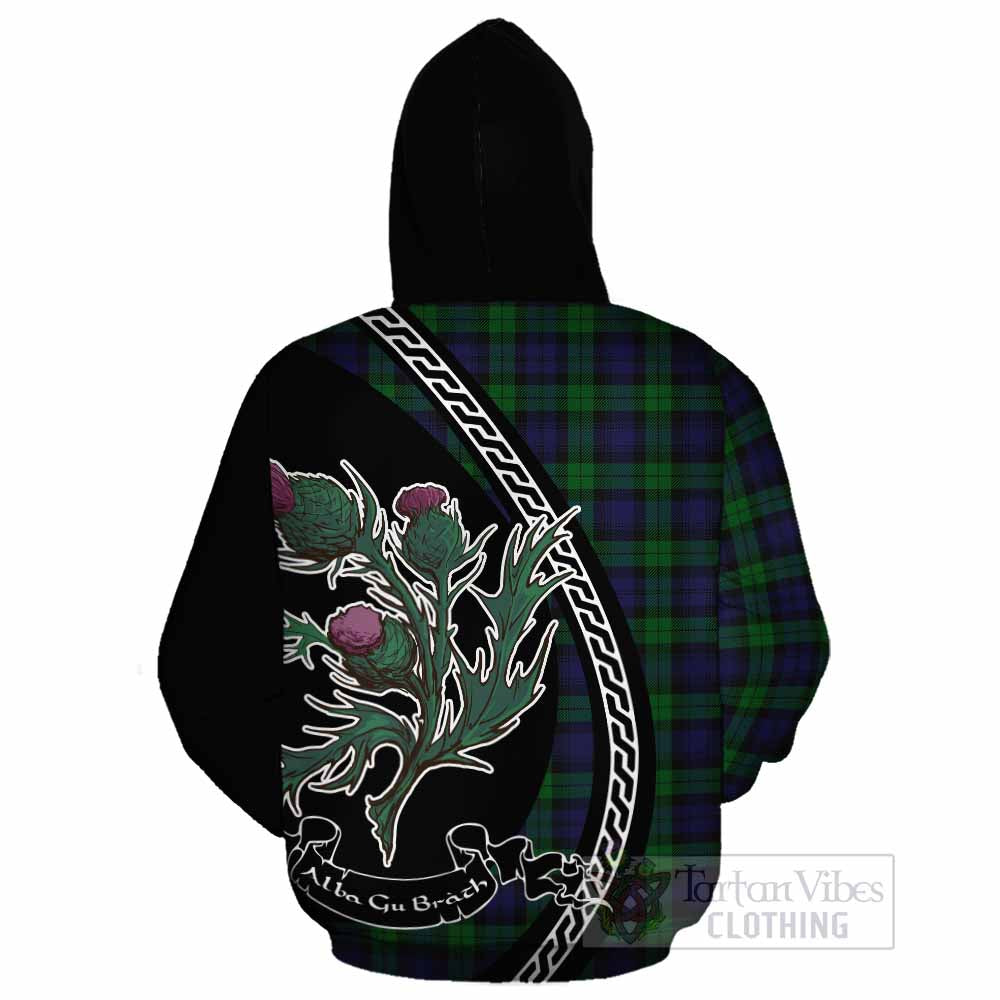 Black Watch Family Crest Tartan Cotton Hoodie Alba Thistle Inspired - Tartan Vibes Clothing
