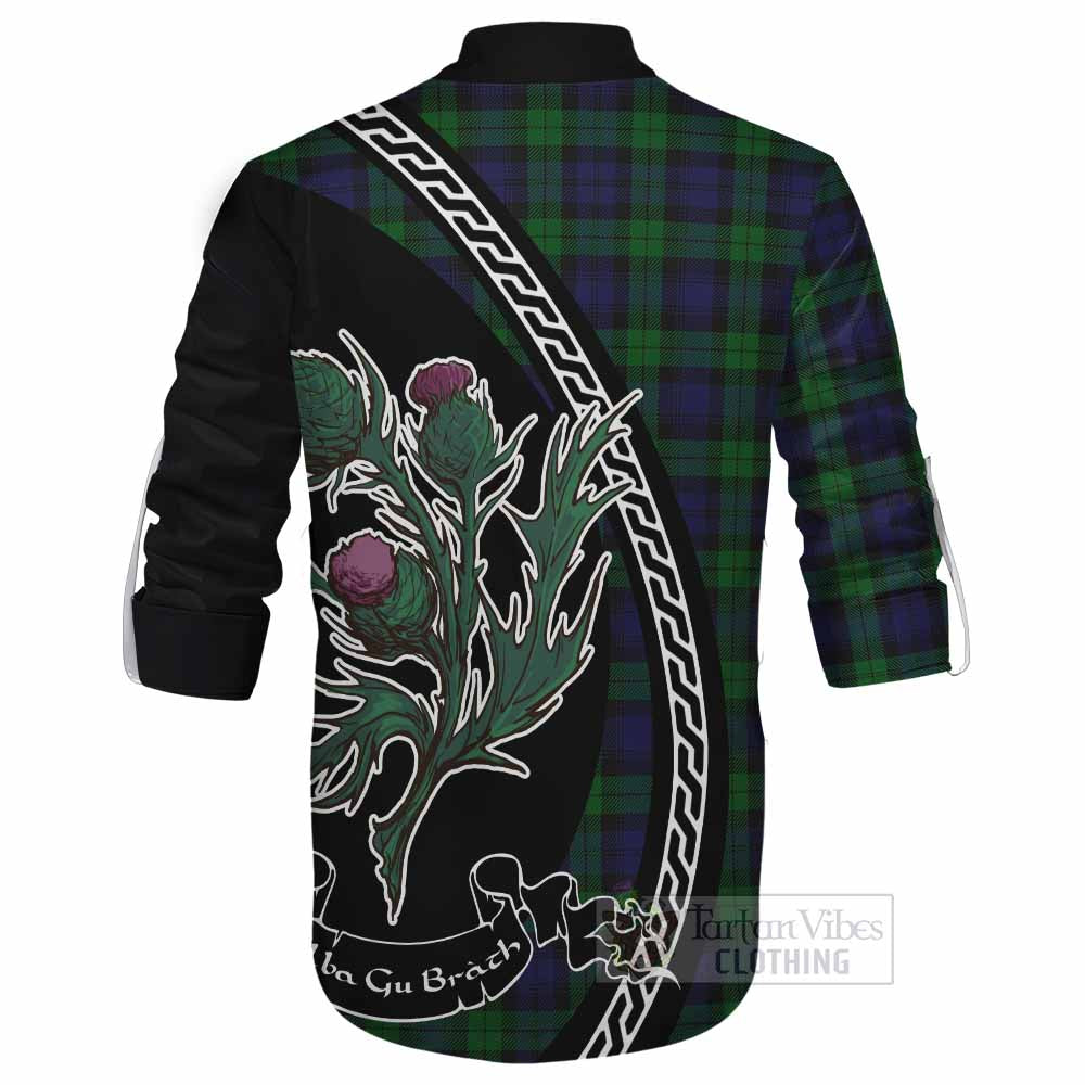 Black Watch Family Crest Tartan Ghillie Shirt Alba Thistle Inspired - Tartan Vibes Clothing