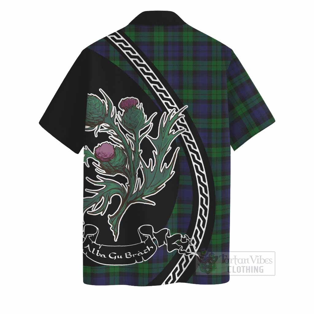 Black Watch Family Crest Tartan Hawaiian Shirt Alba Thistle Inspired - Tartan Vibes Clothing