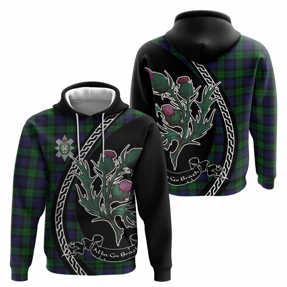 Black Watch Family Crest Tartan Hoodie Alba Thistle Inspired - Tartan Vibes Clothing