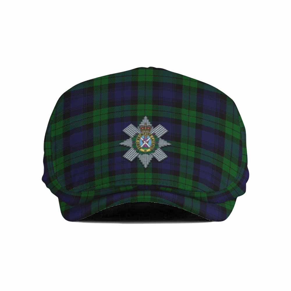 Black Watch Family Crest Tartan Jeff Cap, Tartan Flat Cap