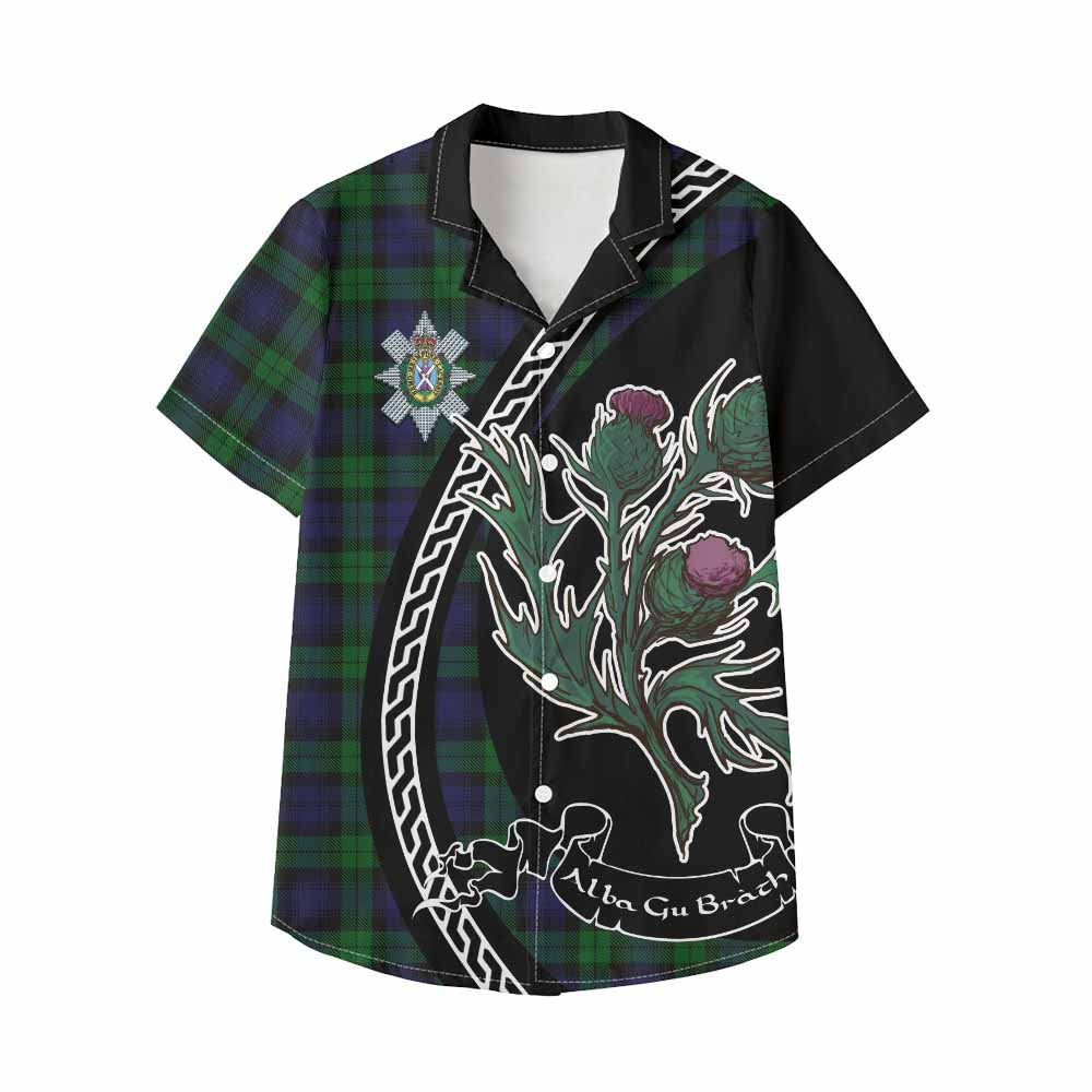 Black Watch Family Crest Tartan Kid Hawaiian Shirt Alba Thistle Inspired - Tartan Vibes Clothing