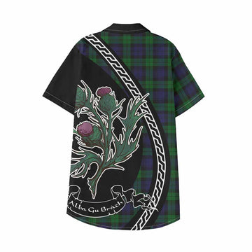 Black Watch Family Crest Tartan Kid Hawaiian Shirt Alba Thistle Inspired - Tartan Vibes Clothing