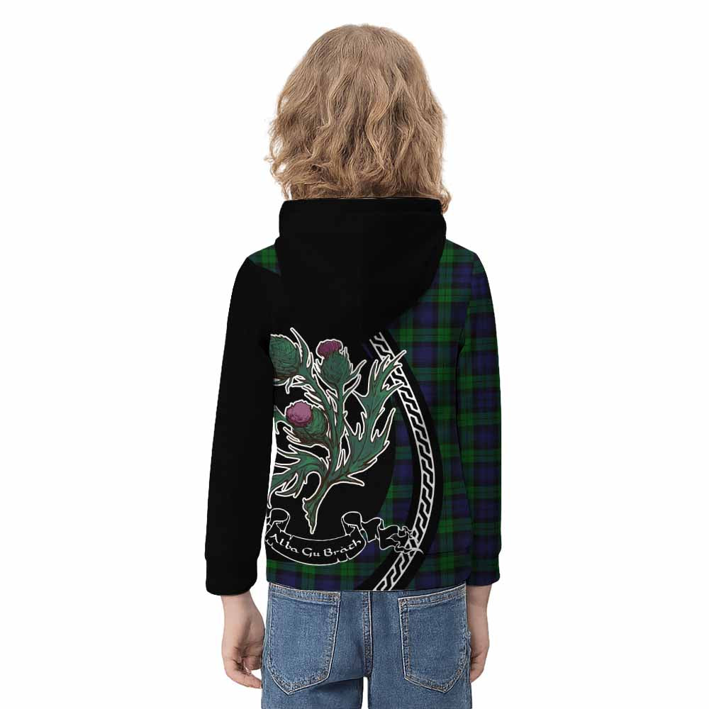 Black Watch Family Crest Tartan Kid Hoodie Alba Thistle Inspired - Tartan Vibes Clothing