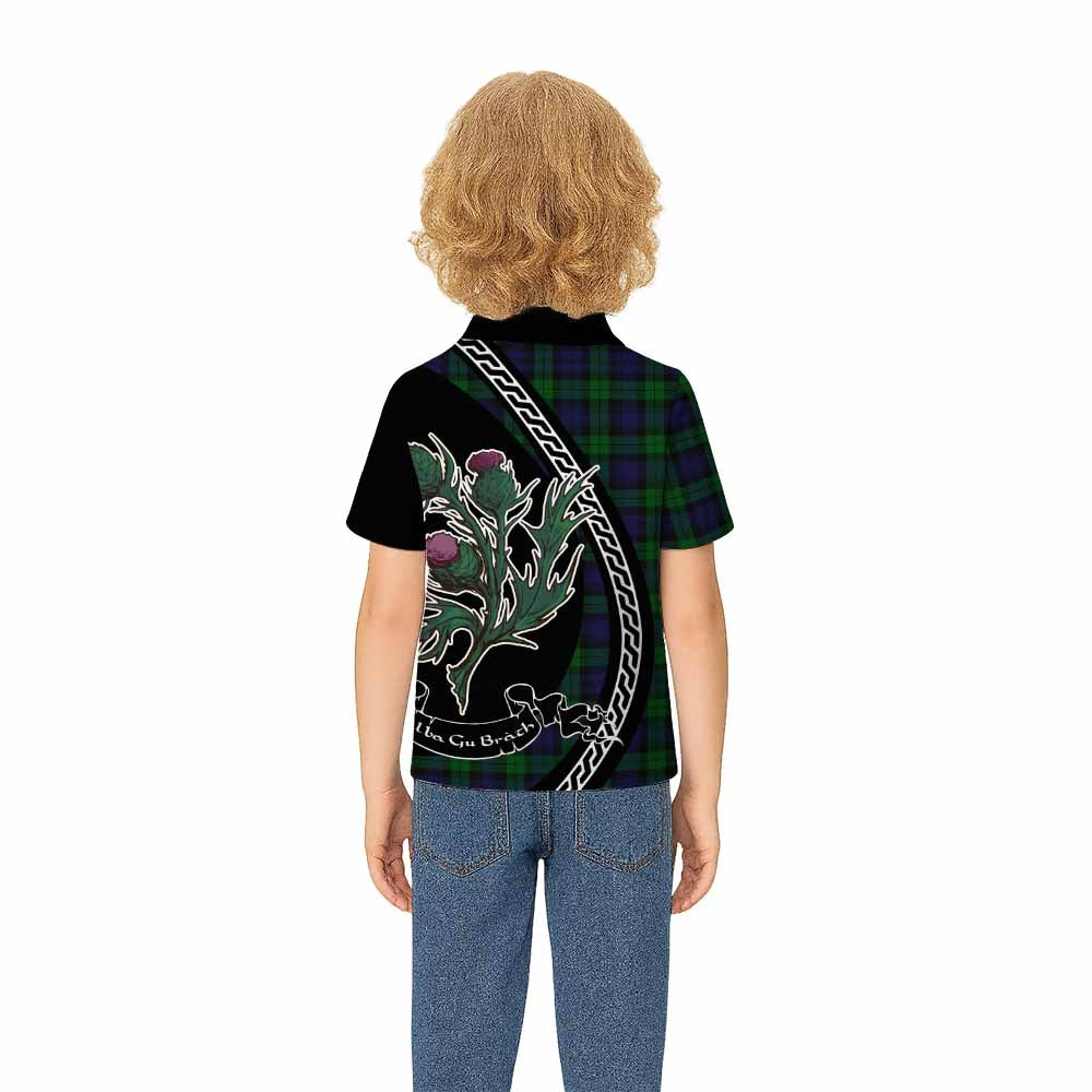 Black Watch Family Crest Tartan Kid Polo Shirt Alba Thistle Inspired - Tartan Vibes Clothing