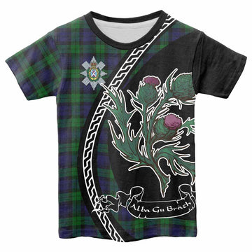 Black Watch Family Crest Tartan Kid T-shirt Alba Thistle Inspired - Tartan Vibes Clothing
