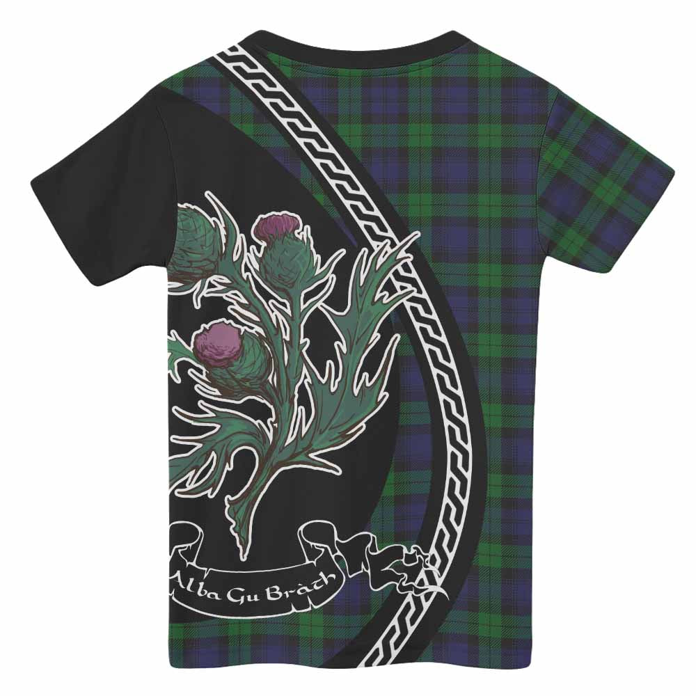 Black Watch Family Crest Tartan Kid T-shirt Alba Thistle Inspired - Tartan Vibes Clothing