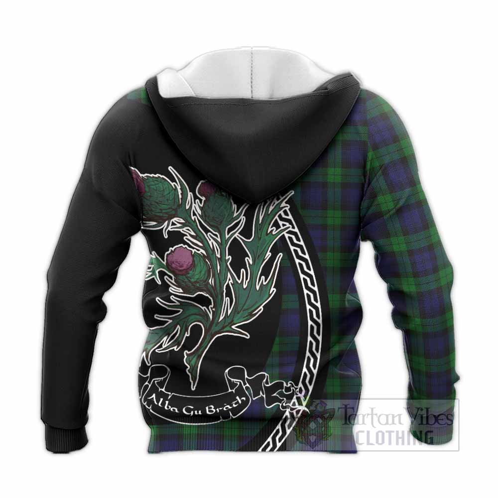 Black Watch Family Crest Tartan Knitted Hoodie Alba Thistle Inspired - Tartan Vibes Clothing