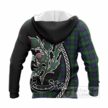 Black Watch Family Crest Tartan Knitted Hoodie Alba Thistle Inspired
