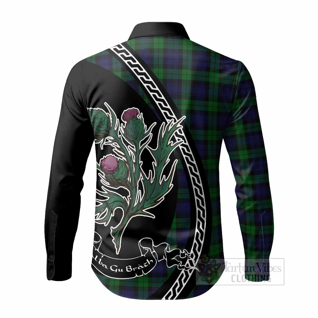 Black Watch Family Crest Tartan Long Sleeve Button Shirts Alba Thistle Inspired - Tartan Vibes Clothing
